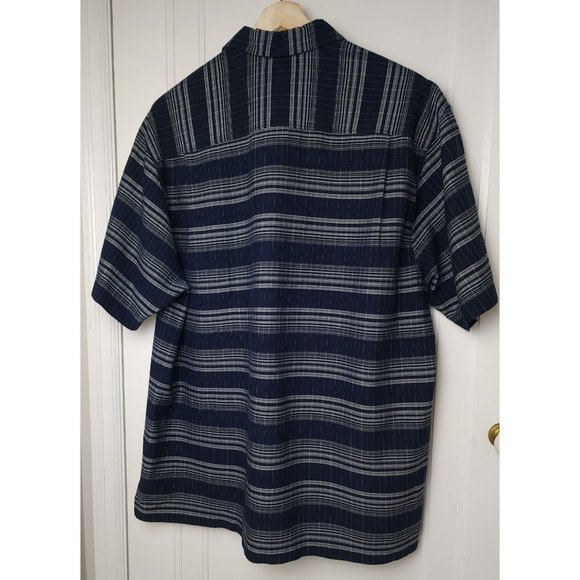 Tommy Bahama Men's Dark blue-plaid 100% silk Short sleeve L - Picture 3 of 8